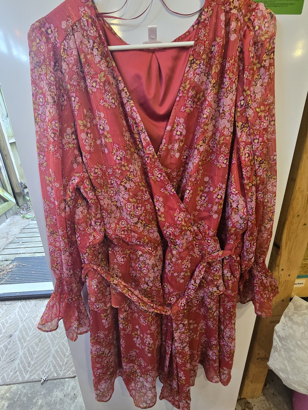 LC Lauren Conrad Red Floral Midi Dress 2x